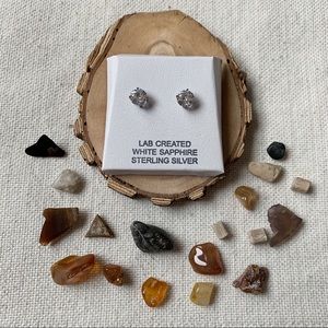 White Sapphire Sterling Silver Stud Earrings (NWT)